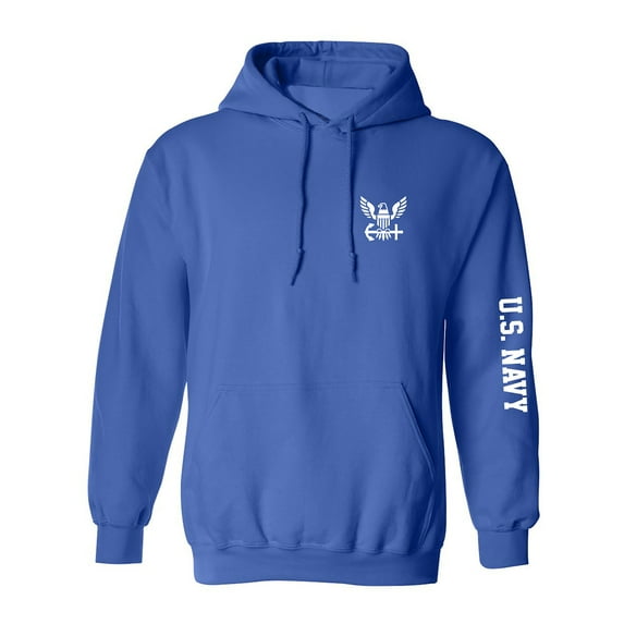 U.S. Navy White Sleeve Print Adult Hooded Sweatshirt