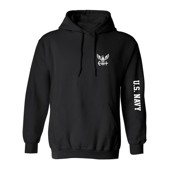 U.S. Navy White Sleeve Print Adult Hooded Sweatshirt