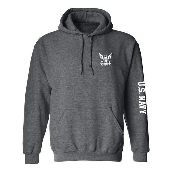 U.S. Navy White Sleeve Print Adult Hooded Sweatshirt