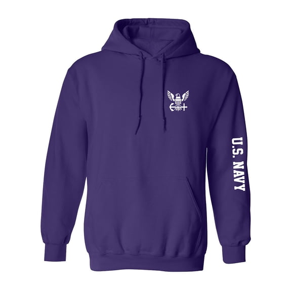 U.S. Navy White Sleeve Print Adult Hooded Sweatshirt