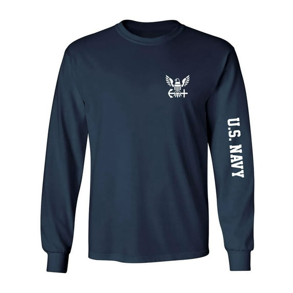 U.S. Navy White Sleeve Print Adult Long Sleeve T-shirt