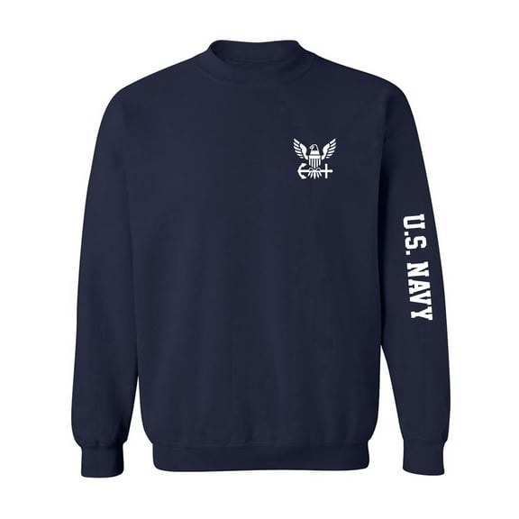 U.S. Navy White Sleeve Print Crewneck Sweatshirt