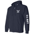 thumbnail image 1 of U.S. Navy White Sleeve Print Full-Zip Hooded Sweatshirt, 1 of 1