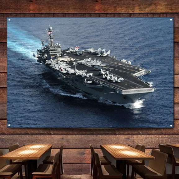 U.S. Navy aircraft carrier Battleship Wall Art Banners Hanging Flags Wall Chart Warship Military Art Poster Canvas Print Art Painting Room Office Home Decor Tapestry,38X57 inches