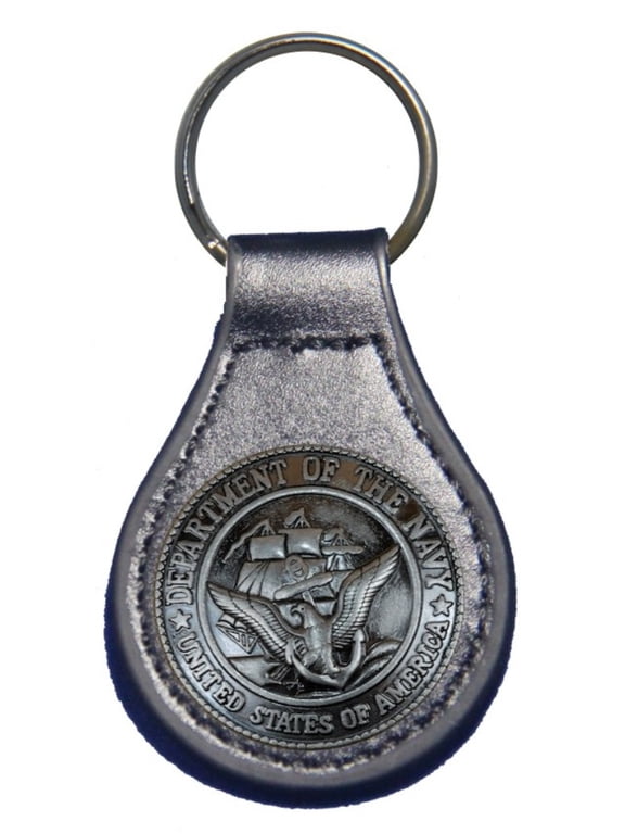 U S Navy leather key fob or keychain Black
