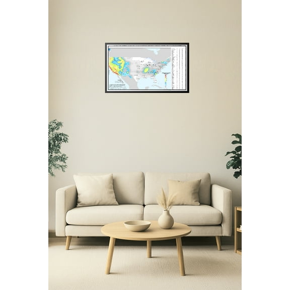 U.S. Nuclear Power Plants and Seismic Risk Zones Map Poster 【Laminated】