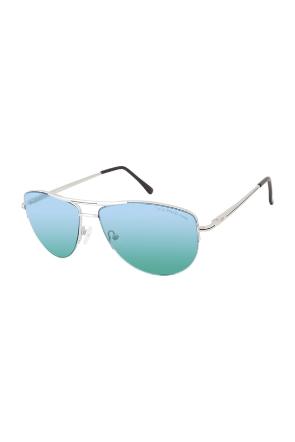 Men's Classic Semi-Rimless Metal Aviator Sunglasses with Enamel Tips & 100% UV Protection, 58 mmm
