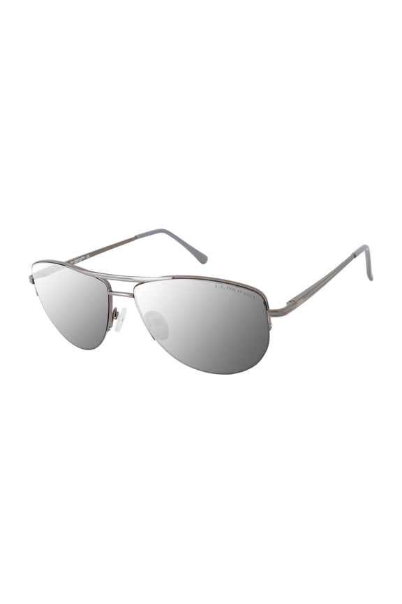 Men's Classic Semi-Rimless Metal Aviator Sunglasses with Enamel Tips & 100% UV Protection, 58 mmm