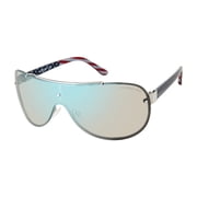 U.S. POLO ASSN. Mens Over-Sized Solid Shield Rimless Sunglasses with Two-Sided U.S. Flag Striped & Solid Enamel Arms & 100% UV Protection, 141 mm