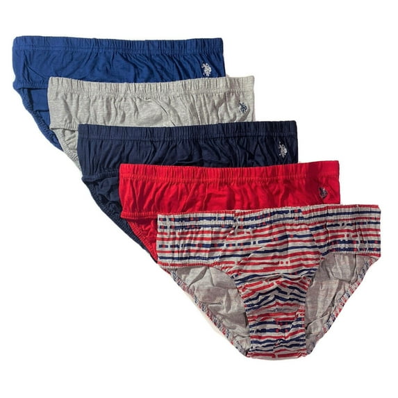 U.S. POLO MEN'S BRIEFS X5 - 223 STRIPED MEDIUM - UNDERWEAR LOW RISE PACK COTTON