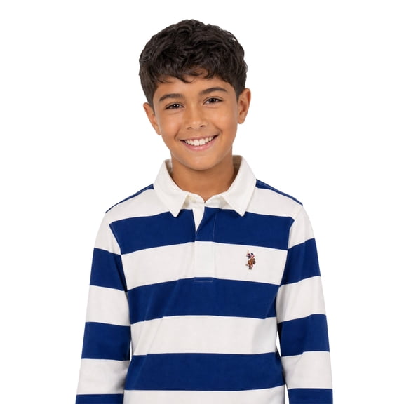 U.S. Polo Assn. Boys Long Sleeve Rugby Shirt, Sizes 4-18