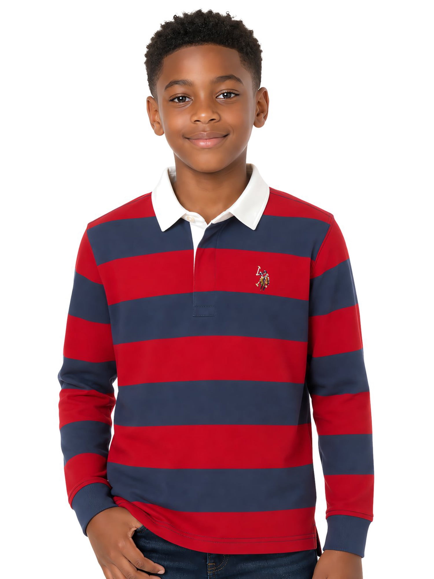 U.S. Polo Assn. Boys Long Sleeve Rugby Shirt, Sizes 4-18