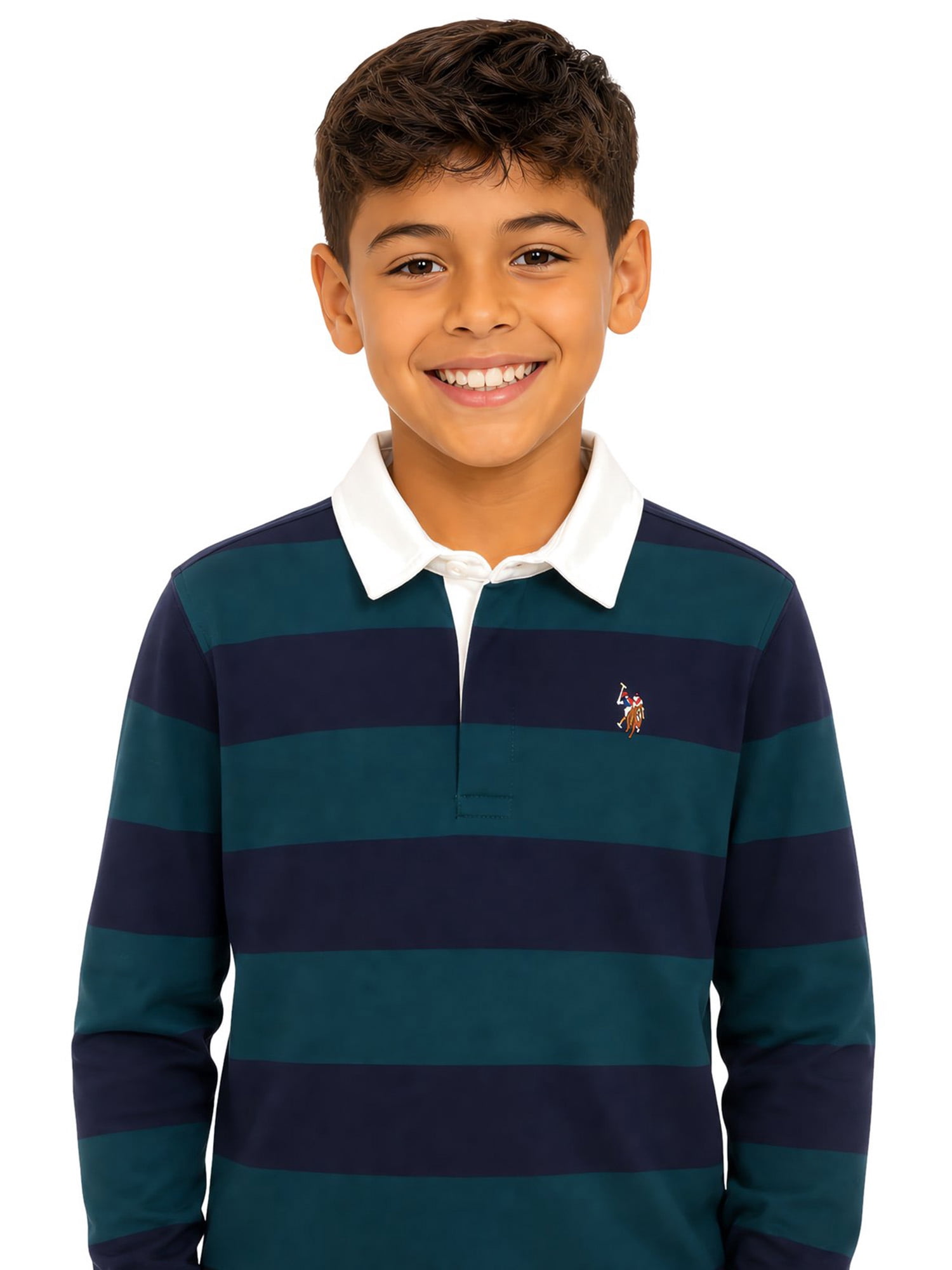 U.S. Polo Assn. Boys Long Sleeve Rugby Shirt, Sizes 4-18