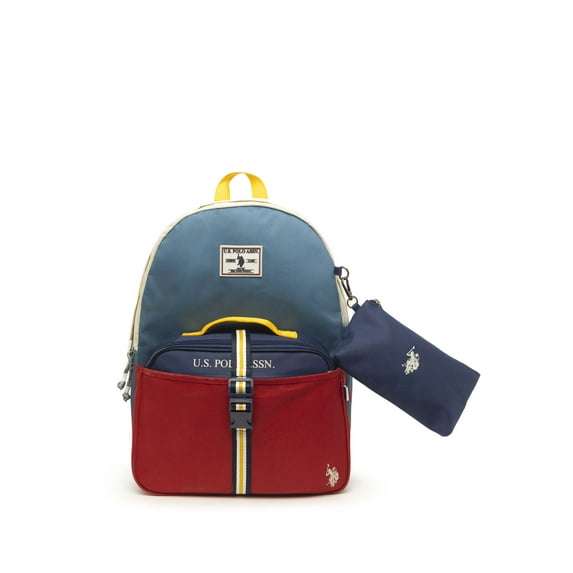 U.S. Polo Assn. 16" Colorblock Backpack with Lunch Box, Navy