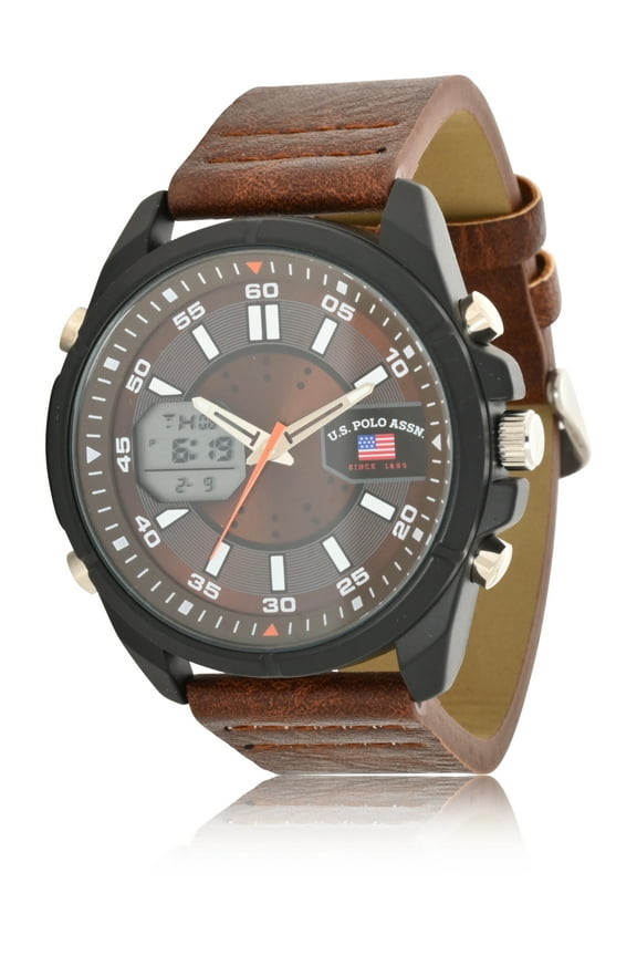 Adult Male Analog/Digital Watch in Black with Brown Strap (US5297WM)