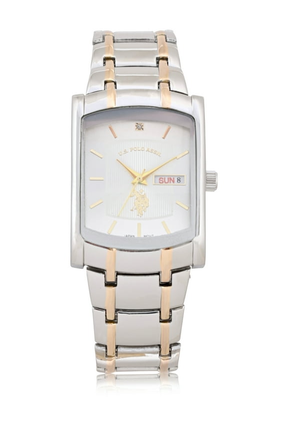 Adult Male Analog Watch in Gold and Silver with Tank Design in One Size (USC80691WM)