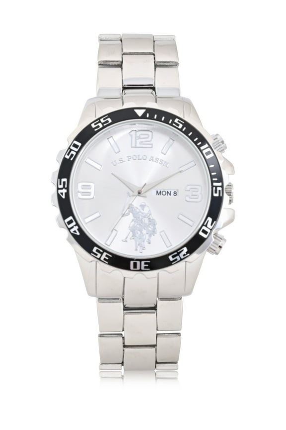Adult Male Analog Watch in Silver with Sports Bezel in One Size (USC80689WM)