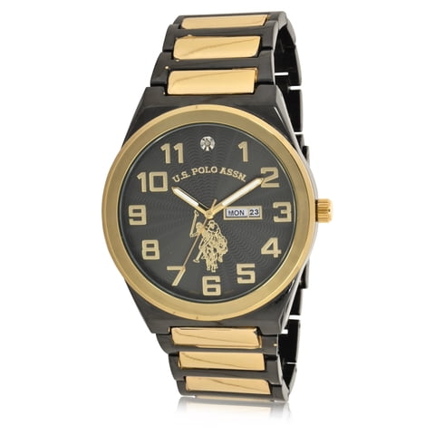 Adult Male Classic Watch with Black Case and Gold Center link (USC80660WM)