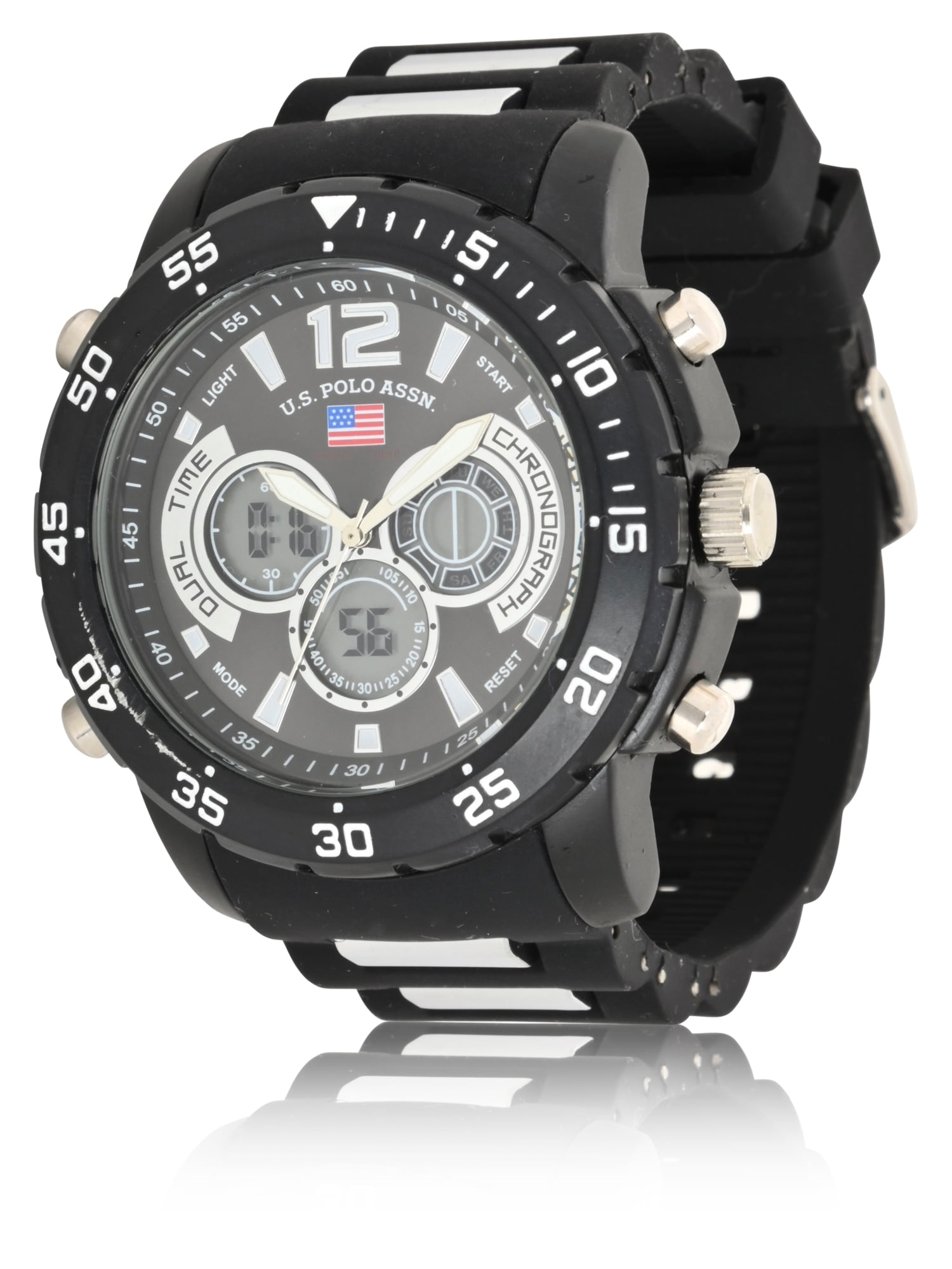 U.S. Polo Assn. Adult Male Sport Analog/Digital Watch with Black Rubber ...