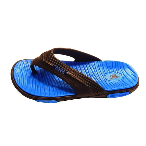 U.S. Polo Assn. Adult Men Premium Contoured Sporty Thong Sandal Flip Flop Water Friendly Halloween Edition or Winter Blue (Winter Blue, Size XL)