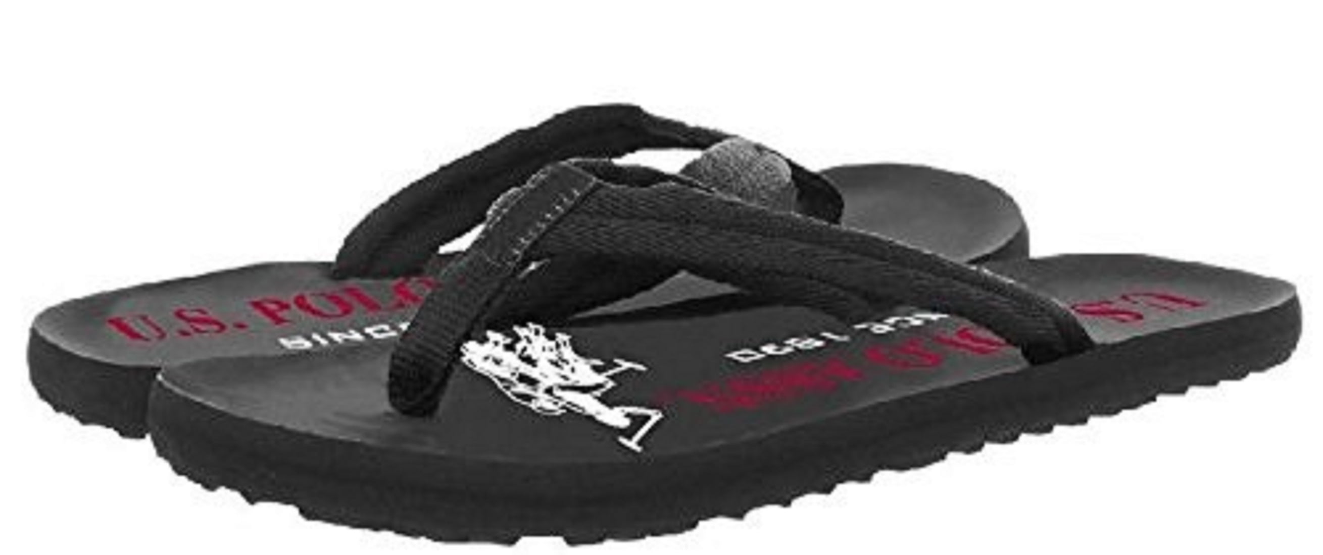 Adult Men Premium Sandals Black Cushioned Tropical Reef Flip Flop (Size Large)