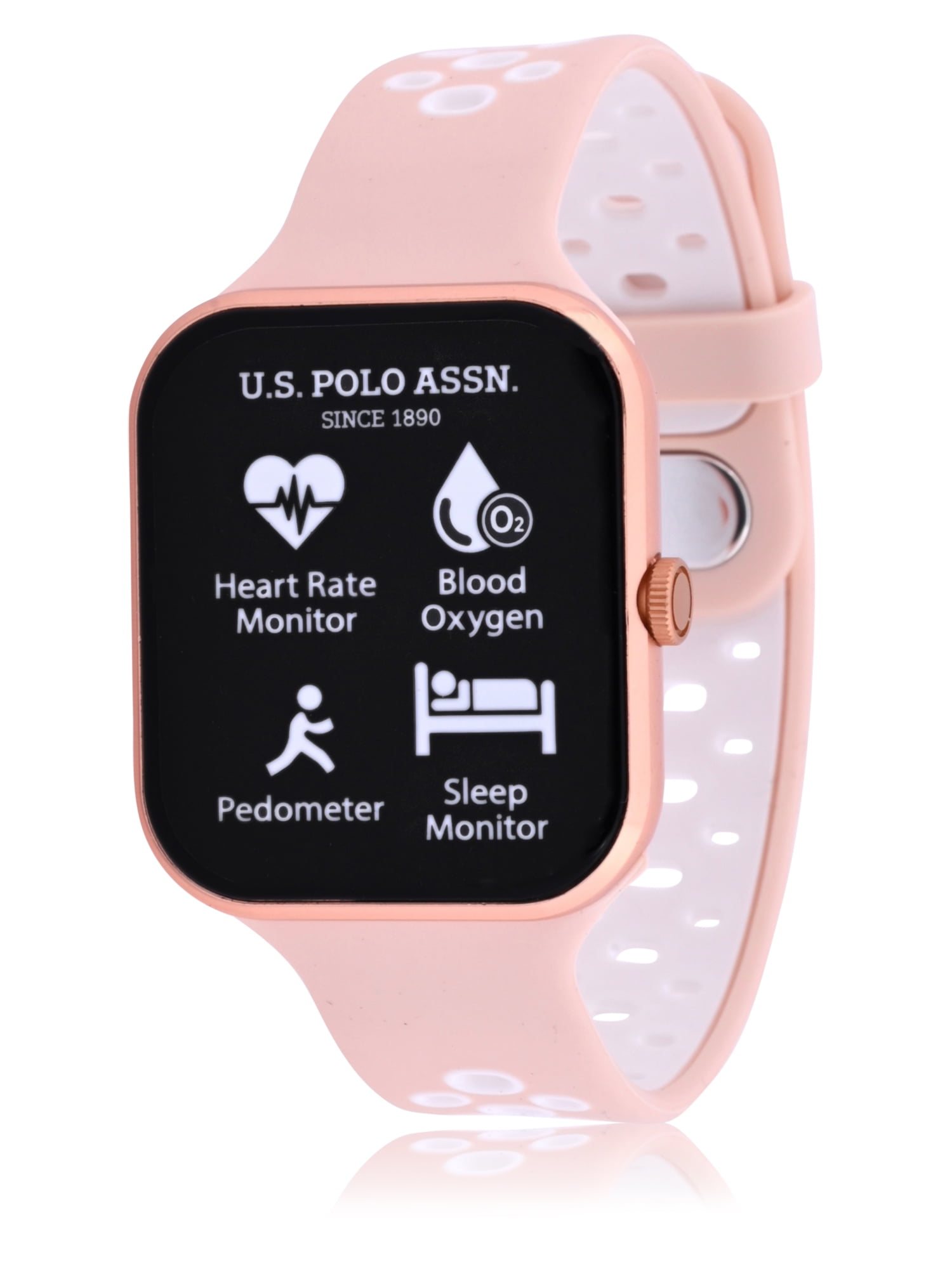 U.S. Polo Assn. Adult Unisex Smart Watch with Silicone Strap in Gold and  White (US6140BU) 