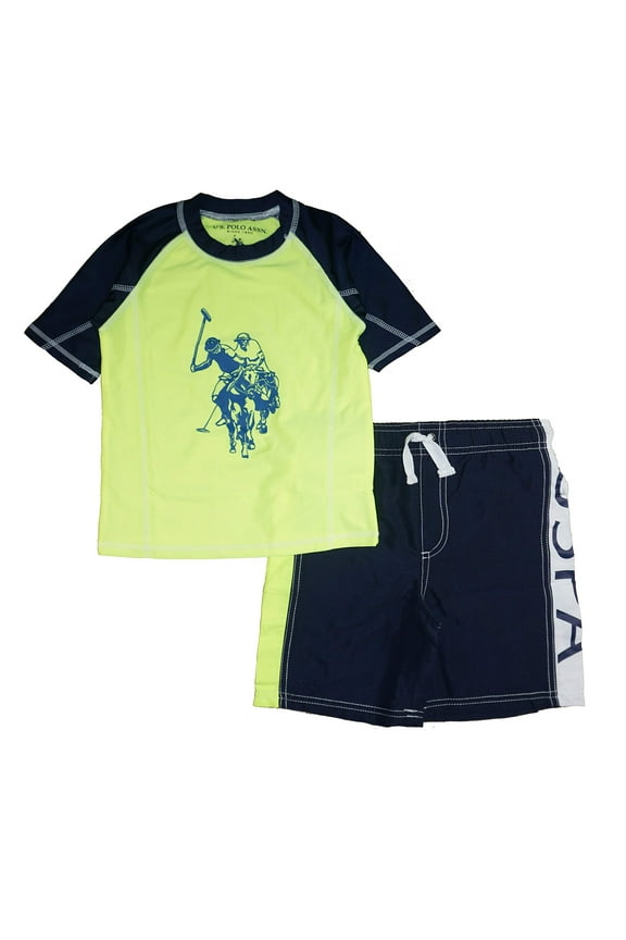 Boys' 2-Piece Swimsuit Trunk and Rashguard, Navy 4