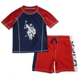 thumbnail image 1 of U.S. Polo Assn. Boys' 2-Piece Swimsuit Trunk and Rashguard, Red 5T, 1 of 1