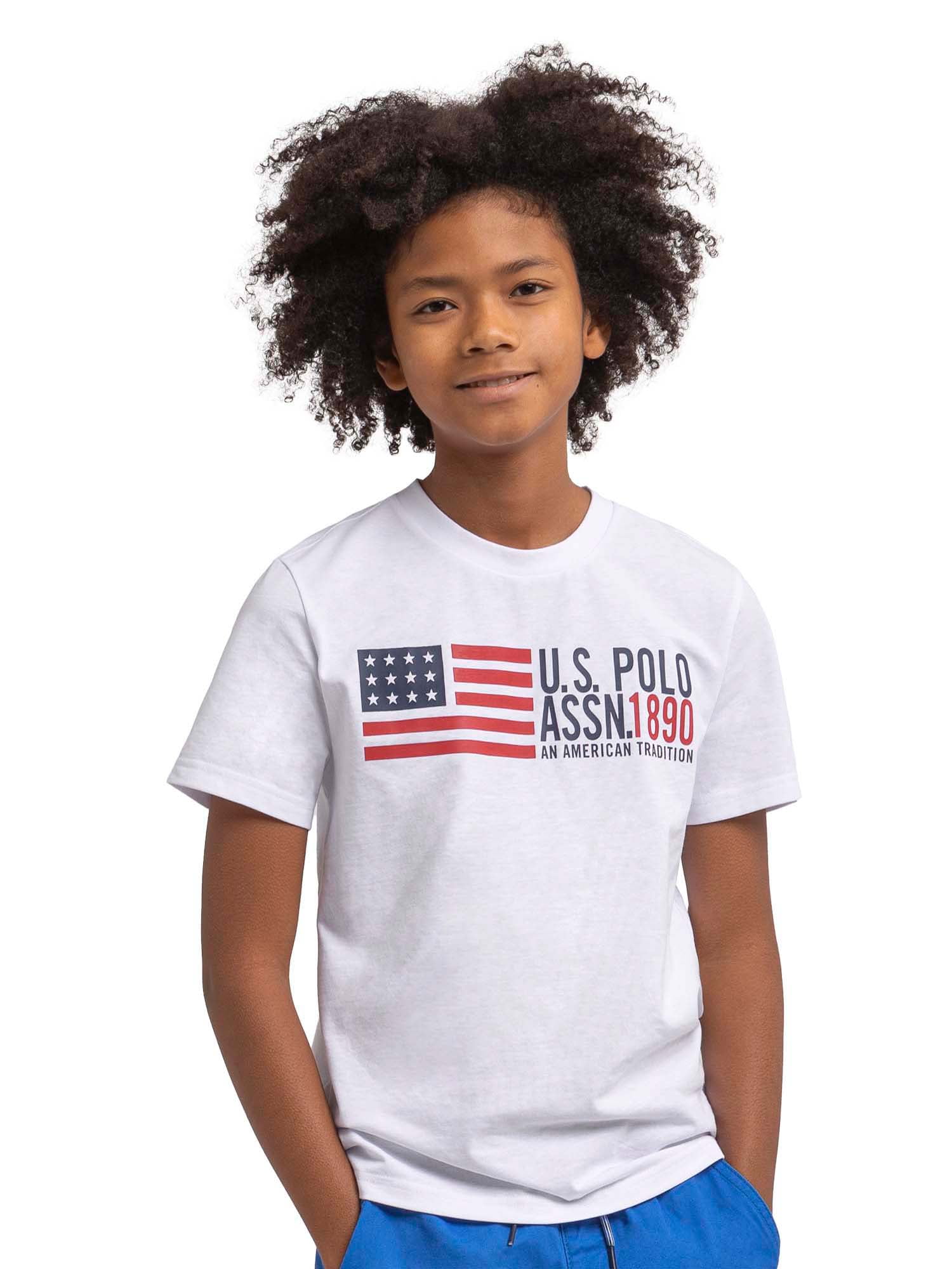 U.S. Polo Assn. Boys American Flag Short Sleeve Graphic T-Shirt, Sizes 4-18