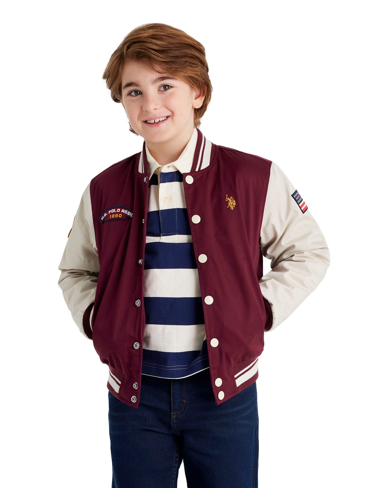 U.S. Polo Assn. Boys Baseball Varsity Jacket, Sizes 4-18 - Walmart.com