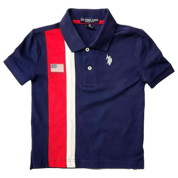 U.S. Polo Assn. Boys Blue Collared Polo Short Sleeve T-Shirt Polo Shirt XS 4-5