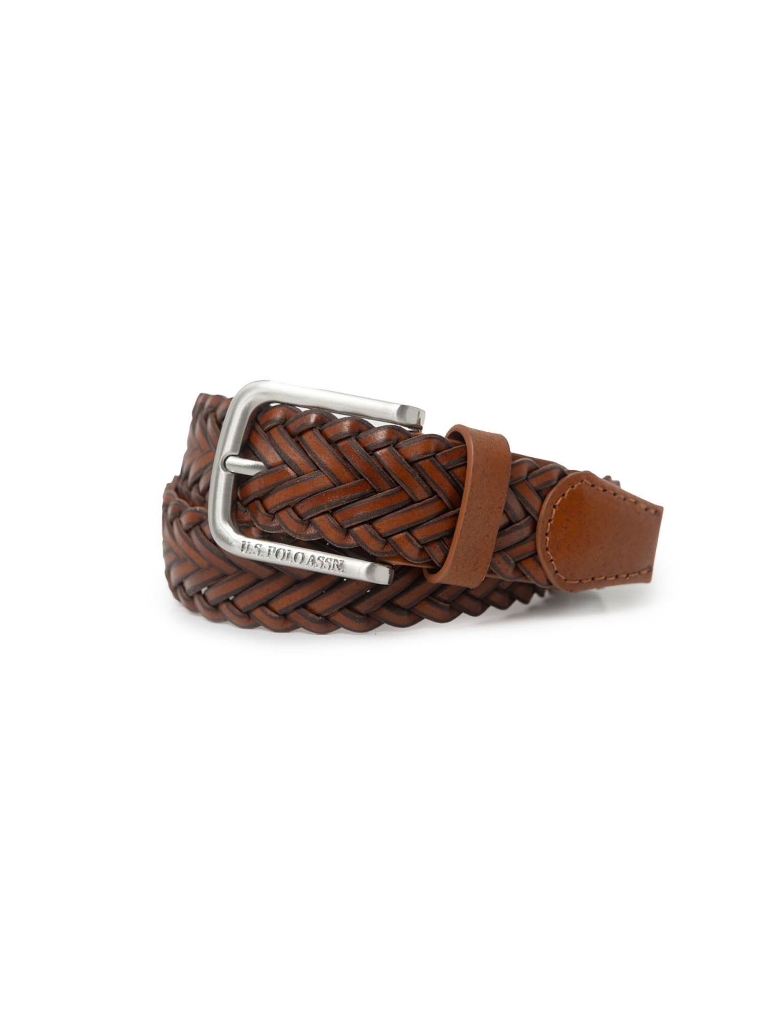 U.S. Polo Assn. Boys Braided Belt, Cognac, Size S-L