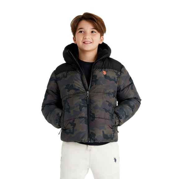 U.S Polo Assn. Boys Colorblock Puffer Jacket, Sizes 4-18