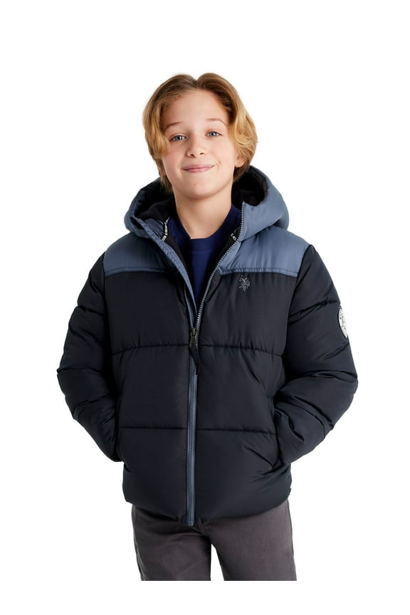 U.S Polo Assn. Boys Colorblock Puffer Jacket, Sizes 4-18