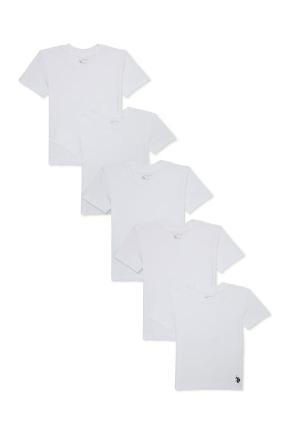 Boys Tagless Cotton Crewneck T-Shirt Undershirt, 5-pack, Sizes (S-XXL)