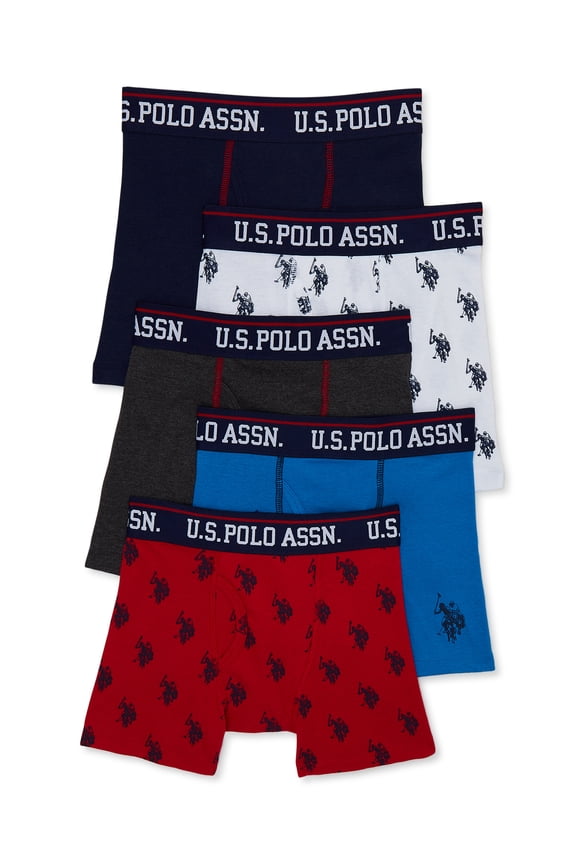 Boys Cotton Tagless Underwear Boxer Briefs, 5- Pack, Sizes (S-XXL)