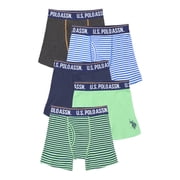 U.S. Polo Assn. Boys Cotton Tagless Underwear Boxer Briefs, 5- Pack, Sizes S-XXL