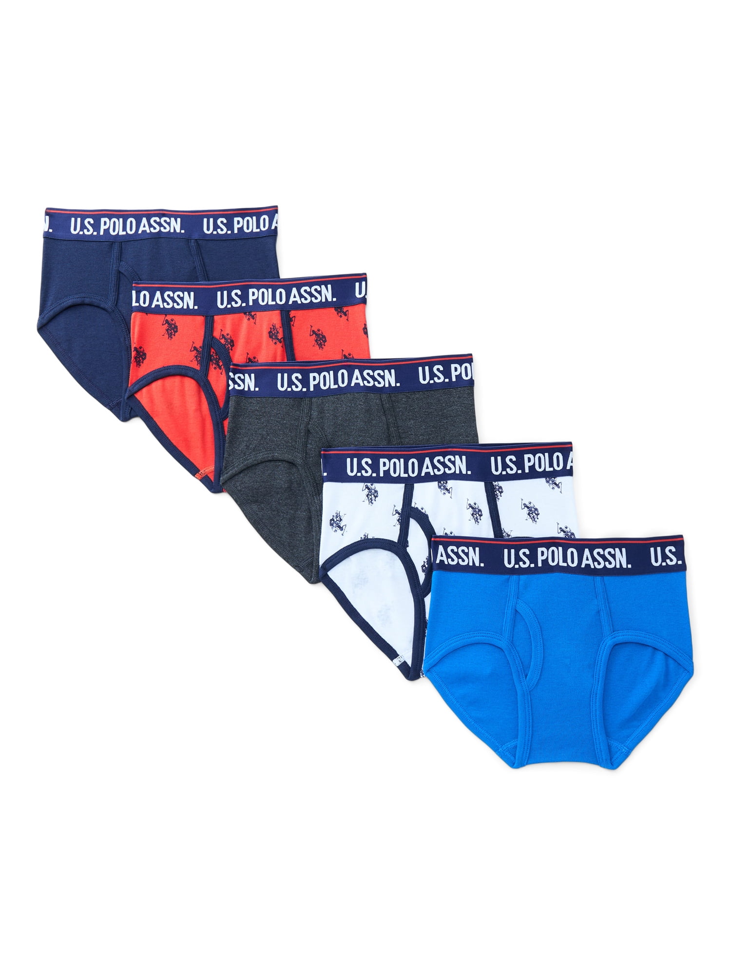 U.S. Polo Assn. Boys Tagless Underwear Briefs, 5-Pack, Sizes S-XL