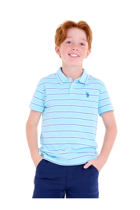 Boys Stripe Jersey Polo Shirt, Sizes 4-18