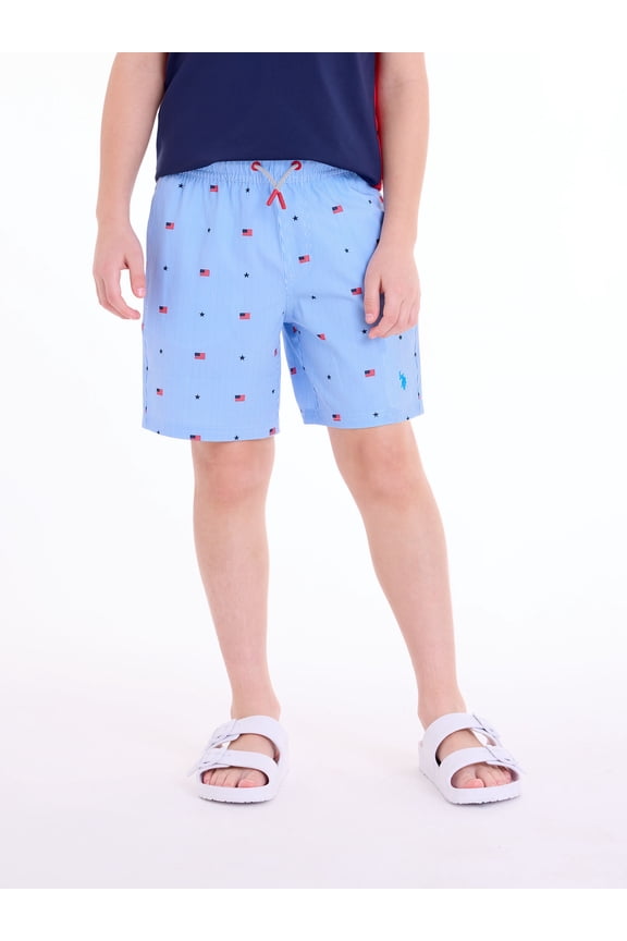 Boys Flag Print Swim Short, Sizes 4-18