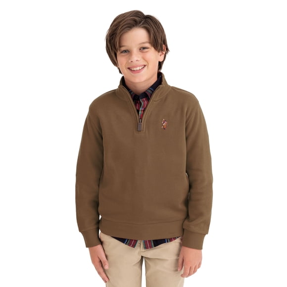 U.S. Polo Assn. Boys Flatback Rib Quarter Zip, Sizes 4-18