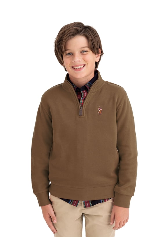 Boys Flatback Rib Quarter Zip, Sizes 4-18