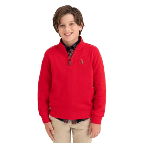 Boys Flatback Rib Quarter Zip, Sizes 4-18