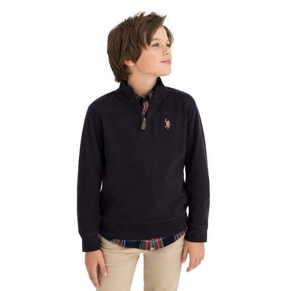 U.S. Polo Assn. Boys Flatback Rib Quarter Zip, Sizes 4-18