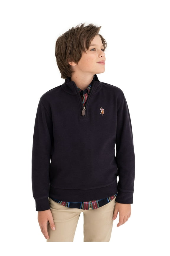 Boys Flatback Rib Quarter Zip, Sizes 4-18