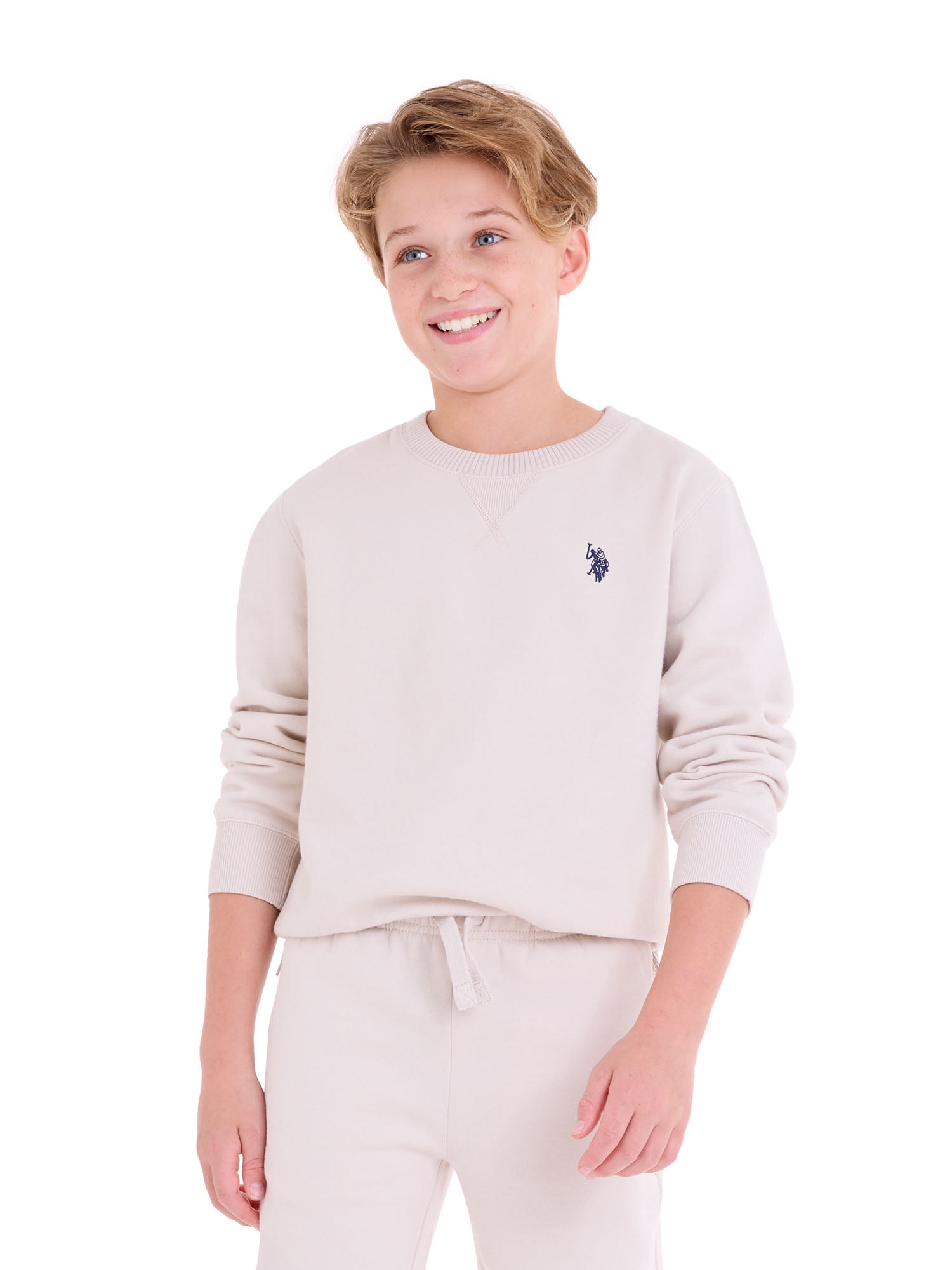 U.S. Polo Assn. Boys Fleece Crew Neck Pullover Sweatshirt, Sizes 4-18
