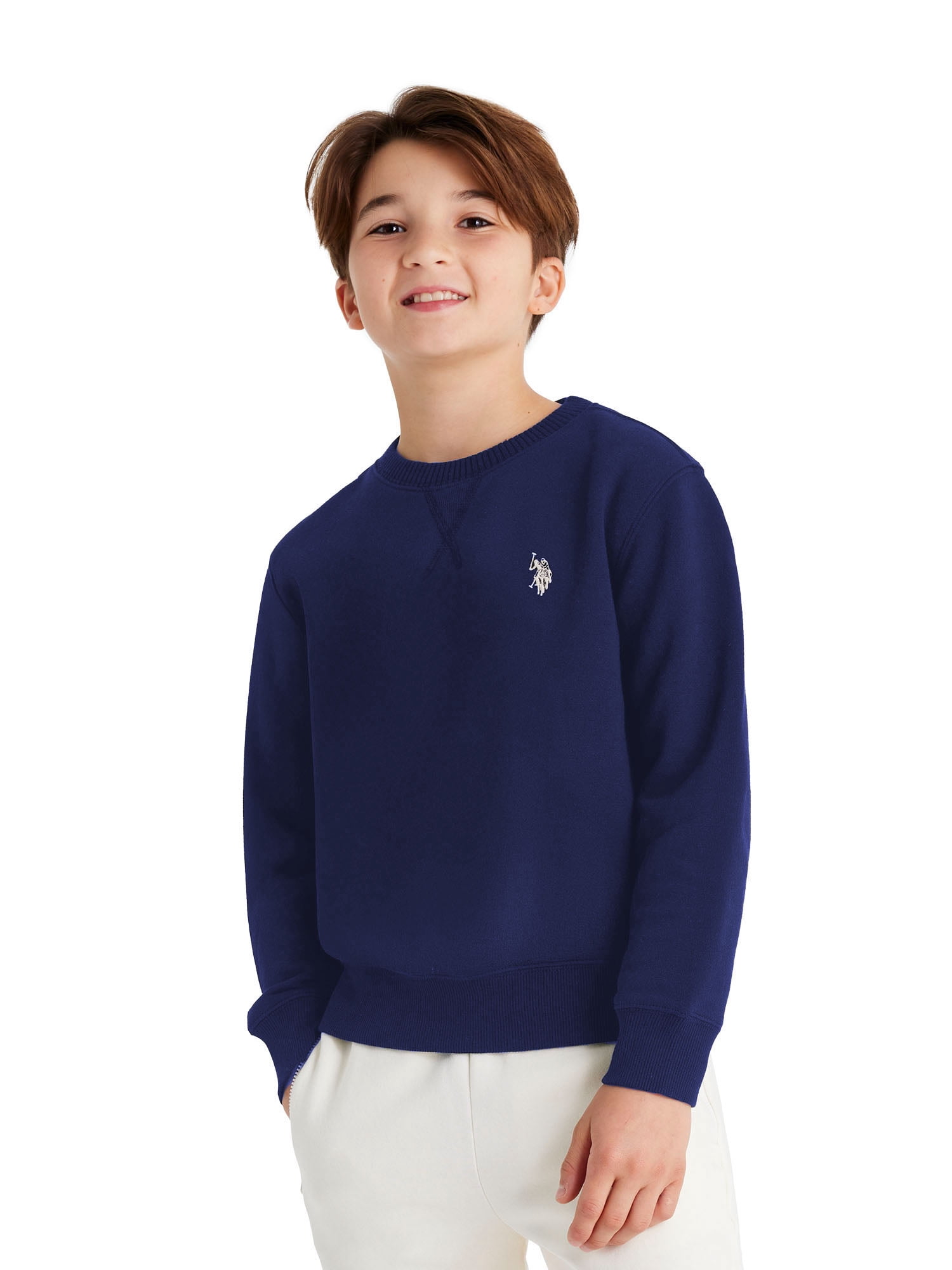 U.S. Polo Assn. Boys Fleece Crew Neck Pullover Sweatshirt, Sizes 4-18