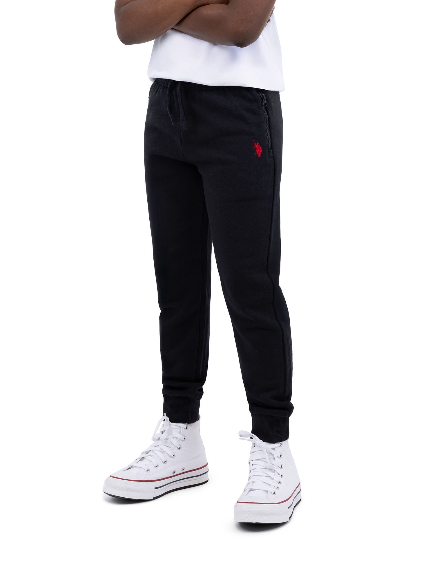 U.S. Polo Assn. Boys Fleece Jogger Pant Zip Pocket, Sizes 4-18