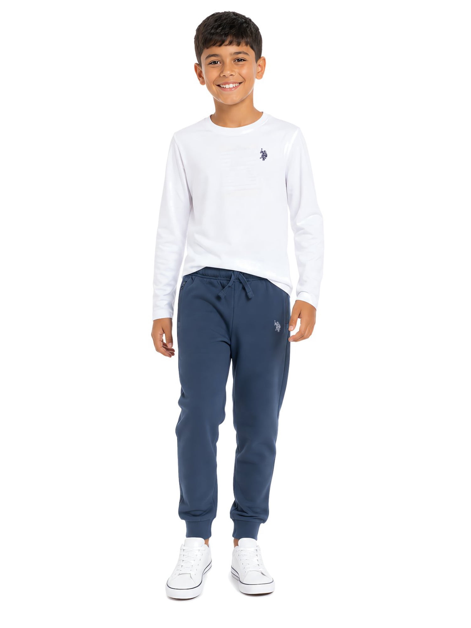 U.S. Polo Assn. Boys Fleece Jogger Pant Zip Pocket, Sizes 4-18