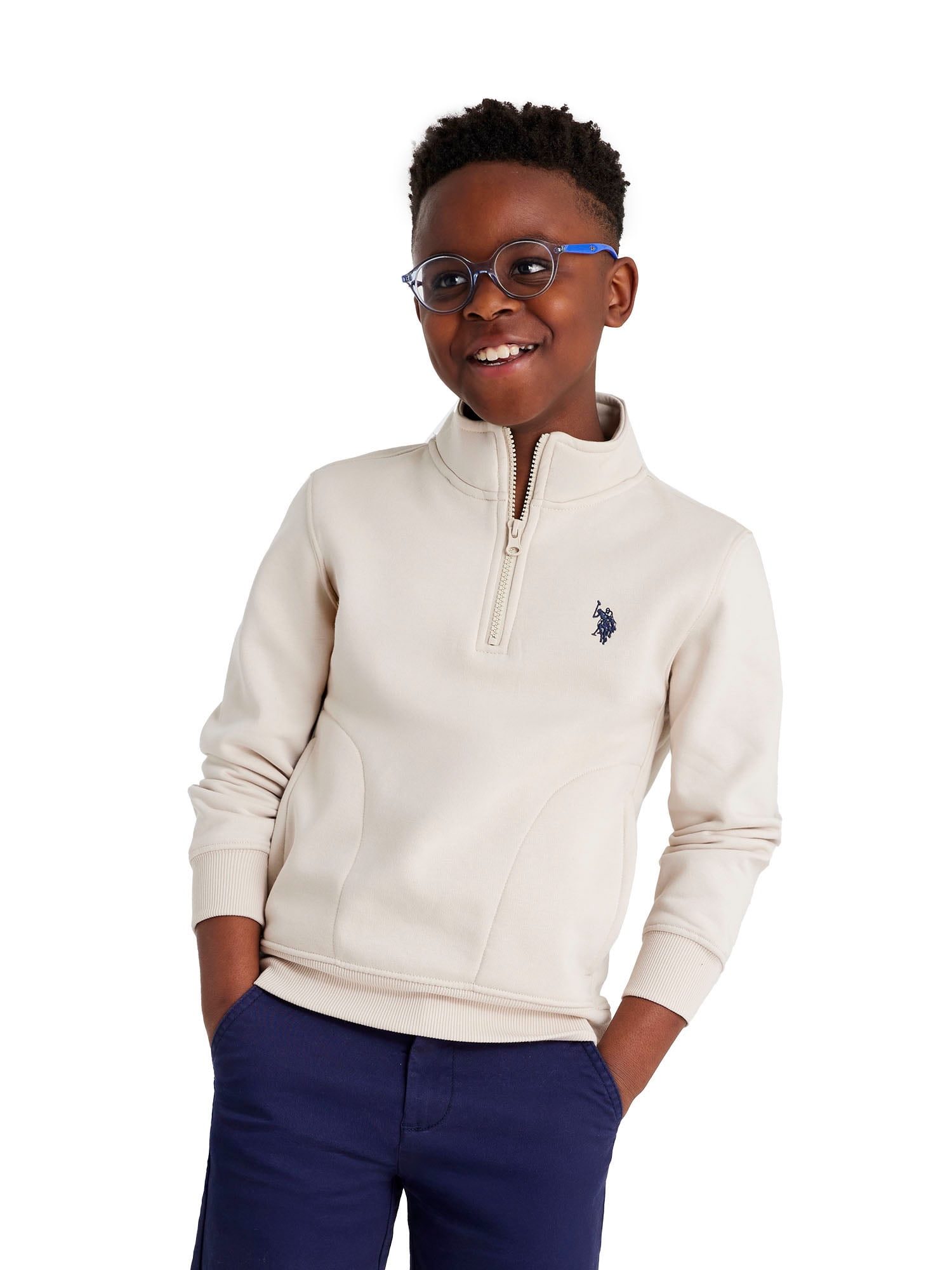 U.S. Polo Assn. Boys Fleece Quarter Zip, Sizes 4-18